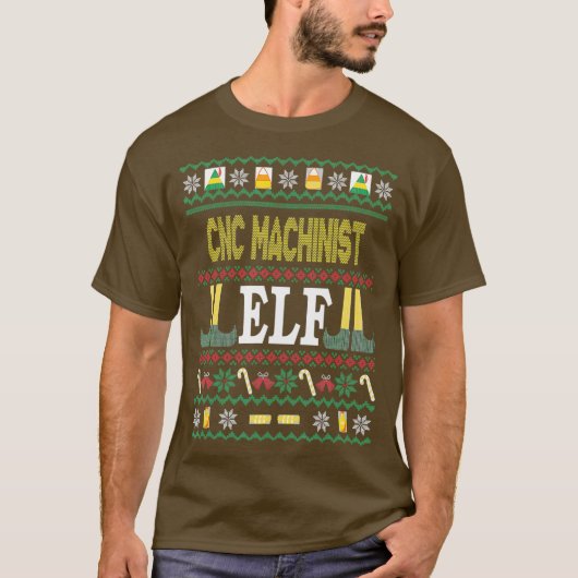 CNC Machinist Elf Funny kerstcadeau T-shirt (Voorkant)