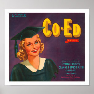 Co-Ed Brand Citrus Label Poster