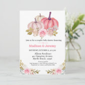 Co Ed Citrouille Rose Girls Baby shower Invitation (Debout devant)