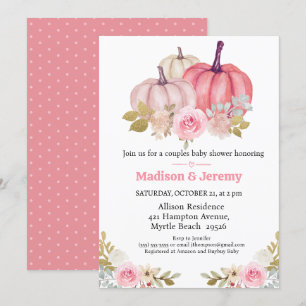 Co Ed Citrouille Rose Girls Baby shower Invitation