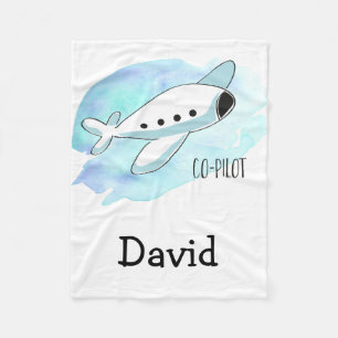 Co-piloot met gepersonaliseerd vliegtuig fleece deken