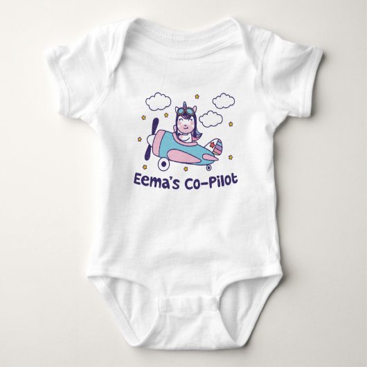Co-piloot van EEMA - Unicorn-vliegtuig Romper (Voorkant)