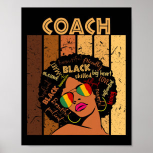 Coach Afro Afro-Amerikaanse Vrouwen Zwarte Geschie Poster