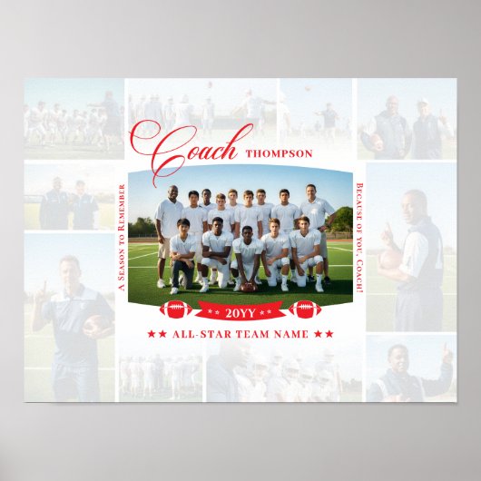 Coach Appreciation Collage Football Team Signature Poster (Voorkant)