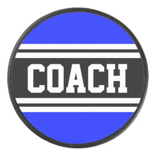 COACH Atletisch Royalblauw Zwart Wit Strepen Hockey Puck
