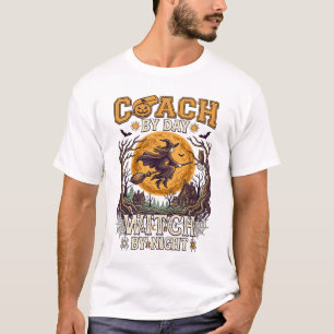 Coach Dag Heks Nacht Halloween Vliegende Maan Spin T-shirt