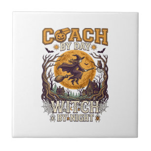 Coach Day Heks Nacht Halloween Vliegende Maan Spin Tegeltje