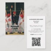 Coach de baseball photo Code QR Carte de visite (Devant / Derrière)