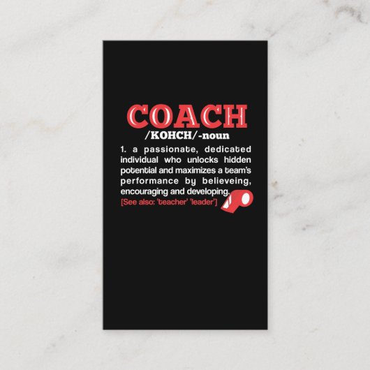 Coach Definition Funny Team Coaching Visitekaartje (Voorkant)