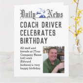 Coach Driver Verjaardag Kaart om te personaliseren (Gele Bloem)