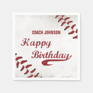 Coach Gelukkige Verjaardag Grote Grunge Honkbal, S Servet