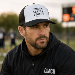 Coach Leider Legende Goud Typografie Trucker Pet