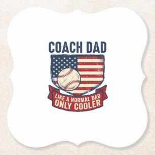 Coach Papa Honkbal Patriottische Vintage T-Shirt O Kartonnen Onderzetters