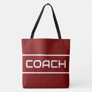 COACH Sporty Fun Witte Tekst Strepen Op Vintage Ro Draagtas