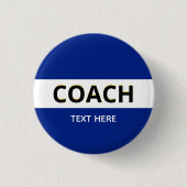 Coach-tekst op blauw ronde button 3,2 cm (Voorkant)