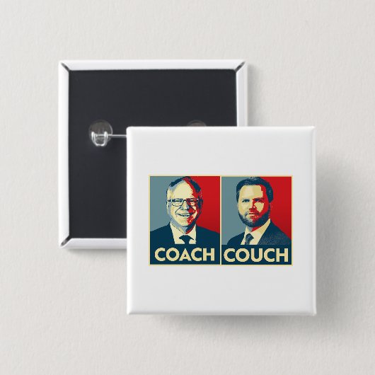 Coach vs Couch Vierkante Button 5,1 Cm (Voorkant /achterkant)