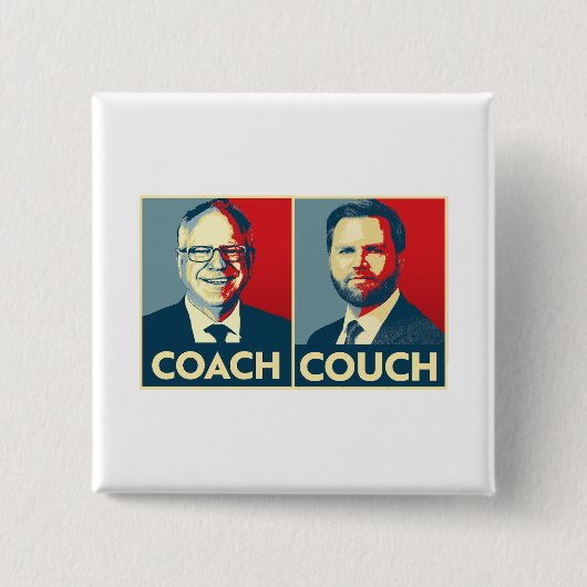 Coach vs Couch Vierkante Button 5,1 Cm (Voorkant)