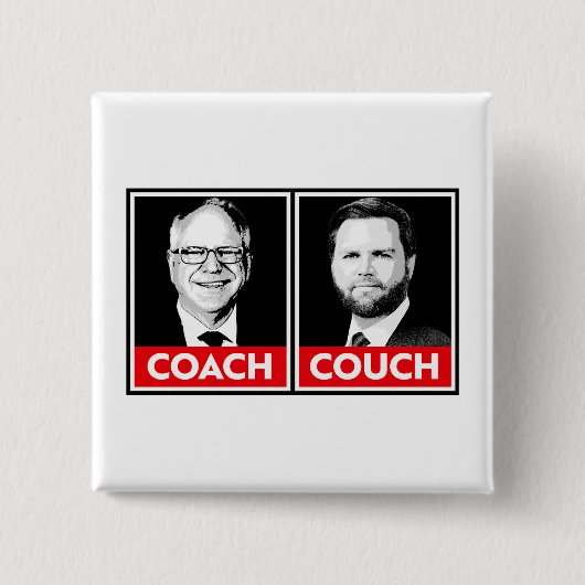 Coach vs Couch Vierkante Button 5,1 Cm (Voorkant)