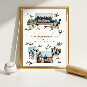 Coach Waardering Foto Collage Team Handtekening Poster