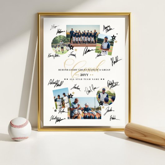 Coach Waardering Foto Collage Team Handtekening Poster