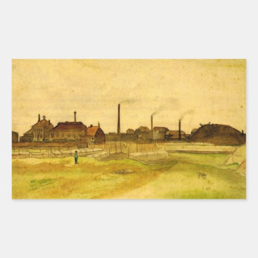 Coalmine in de Borinage door Vincent van Gogh Rechthoekige Sticker (Voorkant)