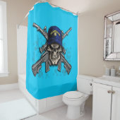 Coast Guard Skull Douchegordijn (In situ)