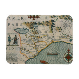 Coast of North Carolina, details van de kaart met Magneet