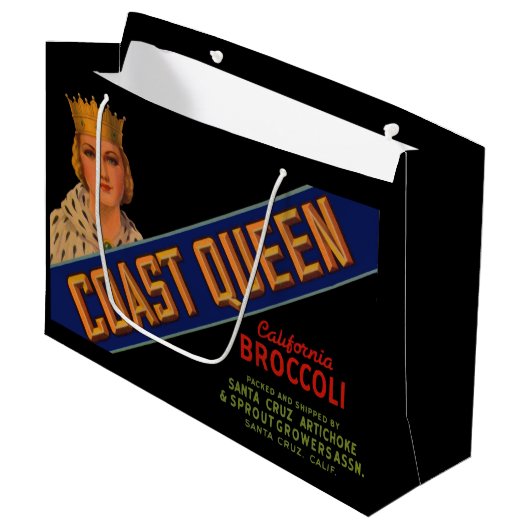 Coast Queen broccoli crate label 1930 Groot Cadeauzakje (Voorkant Gekanteld)