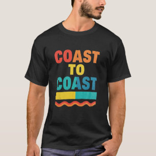Coast To Coast Retro Zonsondergang Typografie T-shirt
