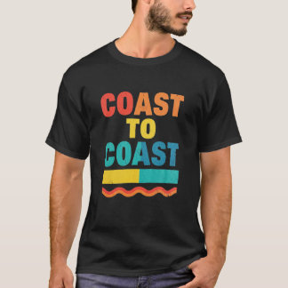 Coast To Coast Retro Zonsondergang Typografie T-shirt