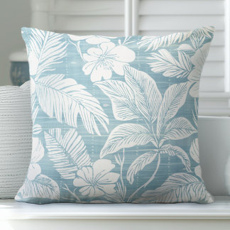 Coastal Aqua Blue & White Sierkussen