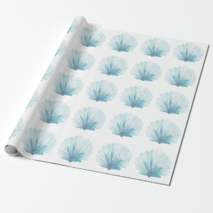 Coastal Aqua Scallop Seashell Cadeaupapier