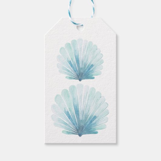 Coastal Aqua Scallop Seashell gepersonaliseerd Cadeaulabel (Voorkant)