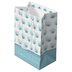 Coastal Aqua Scallop Seashell gepersonaliseerd Medium Cadeauzakje