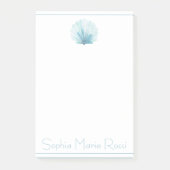 Coastal Aqua Scallop Seashell gepersonaliseerd Post-it® Notes (Voorkant)