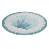 Coastal Aqua Scallop Seashell Snijplank (Hoek)