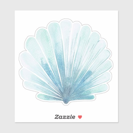 Coastal Aqua Scallop Seashell Sticker (Vel)