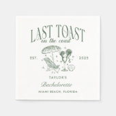 Coastal Bachelorette Cocktail Party Groen Servet (Voorkant)