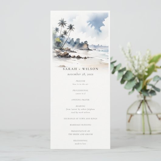 Coastal Bali Beach Palm Tree Programme de mariage (Debout devant)