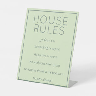 Coastal Beach Green House Regels Tafelbord Reclamebord Met Voetstuk