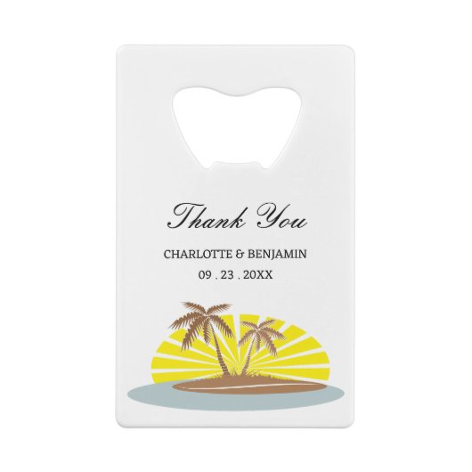Coastal Beach Palm Tree Mariage Favoriser (Dos)