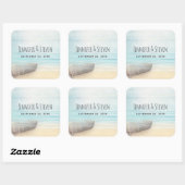 Coastal Beach Scene Bruiloft Save the Date Vierkante Sticker (Vel)