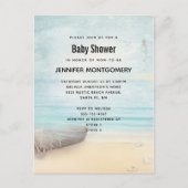 Coastal Beach Scene met Boot & Vuurtoren Invitat Uitnodiging Briefkaart (Voorkant)