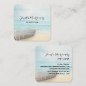 Coastal Beach Scene met een Gevist Boot Business C Vierkante Visitekaartje (Voorkant / Achterkant)