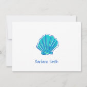 Coastal Beach Shell Blauw Bedankt Custom Notitiekaartje (Voorkant)
