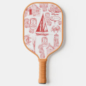 Coastal Beach Town Toile - Nautisch Seaside Patter Pickleball Paddle (Achterkant)