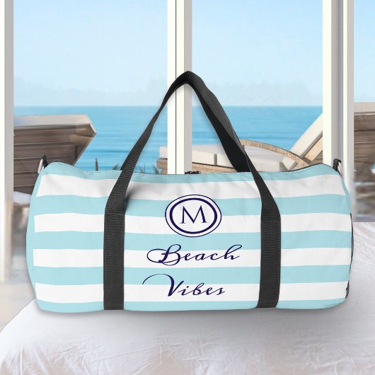 Coastal Beach Vibe Nautische Strepen Monogrammed Plunjezak