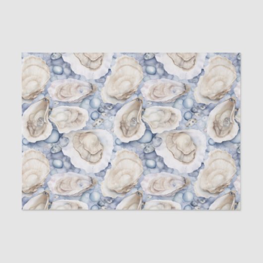 Coastal Beach Watercolor Oyster Shells Tissuepapier (Voorkant)