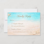 Coastal Beach Wedding RSVP Card Starfish (Devant)