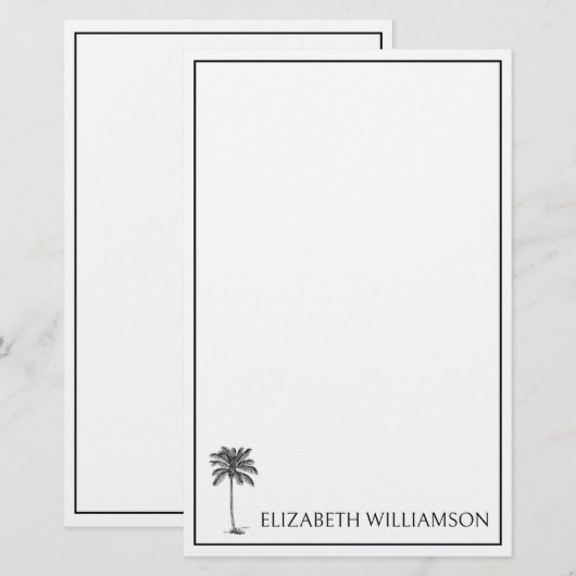 Coastal Black Palmetto Palm Tree Personalized Briefpapier (Voorkant / Achterkant)